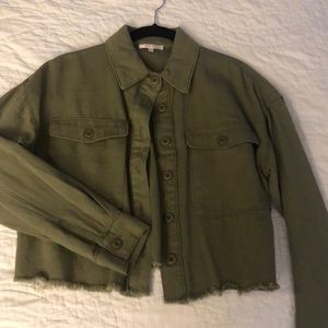 Army Green Cropped Jean Jacket